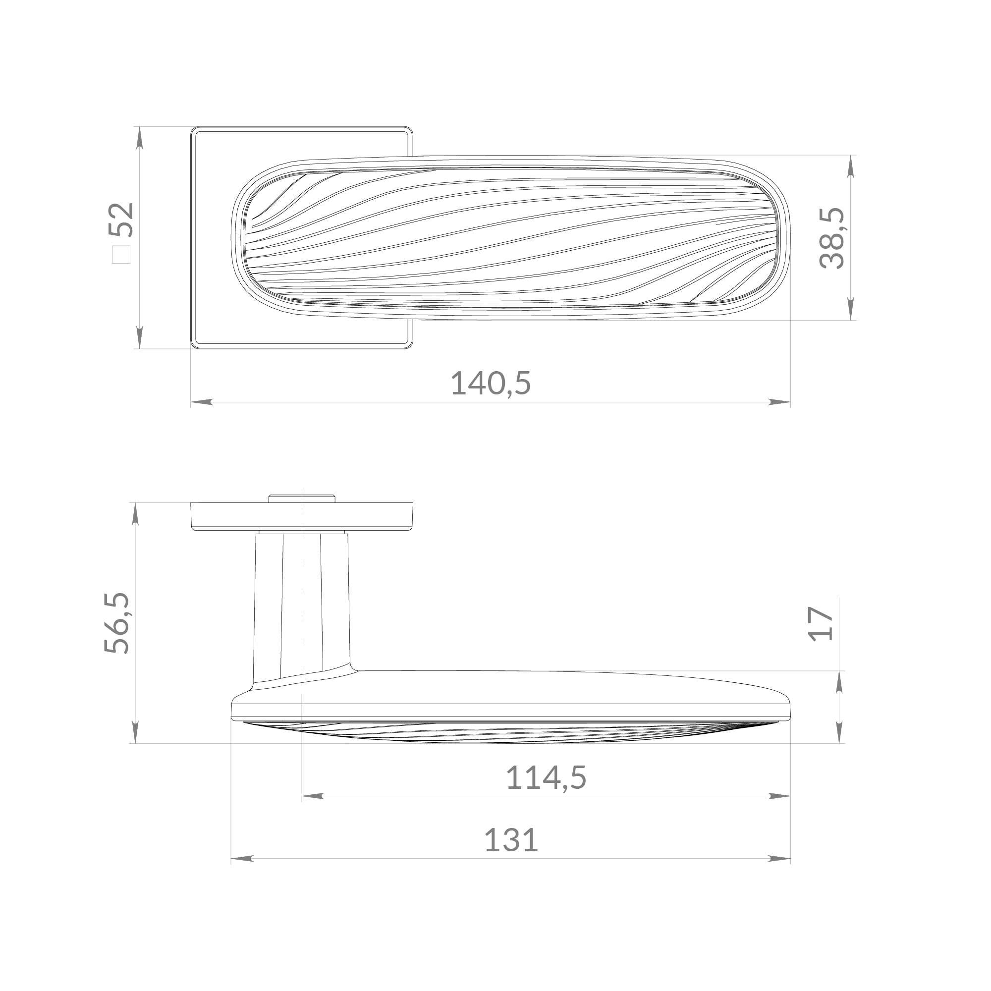 Ручка раздельная K.EST.Q52.SHADE SSC/WH-16 сатинированный хром/белый