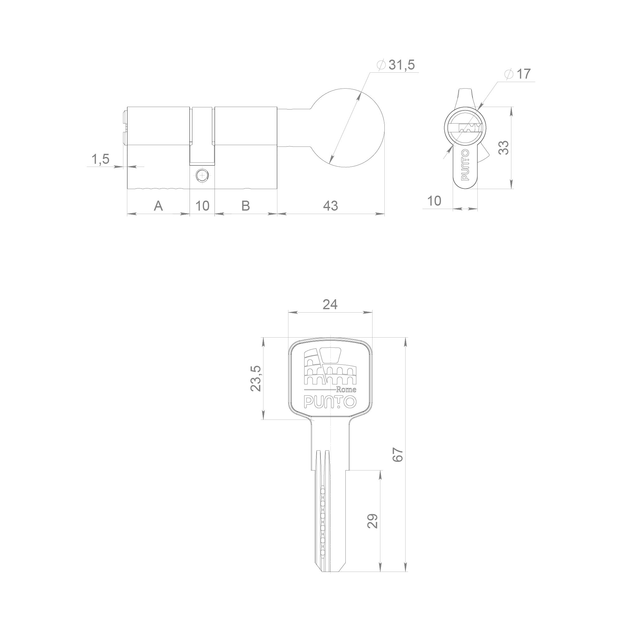 Цилиндровый механизм Z3002Knob90(40+10+40) с вертушкой BL черный