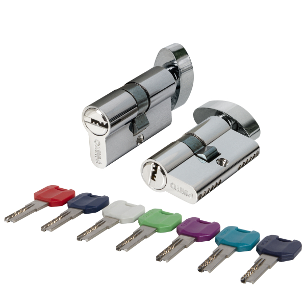 Цилиндровый механизм MaxPro7002Knob52mm(21+10+21) SSC сатин.хром 7key с вертушкой